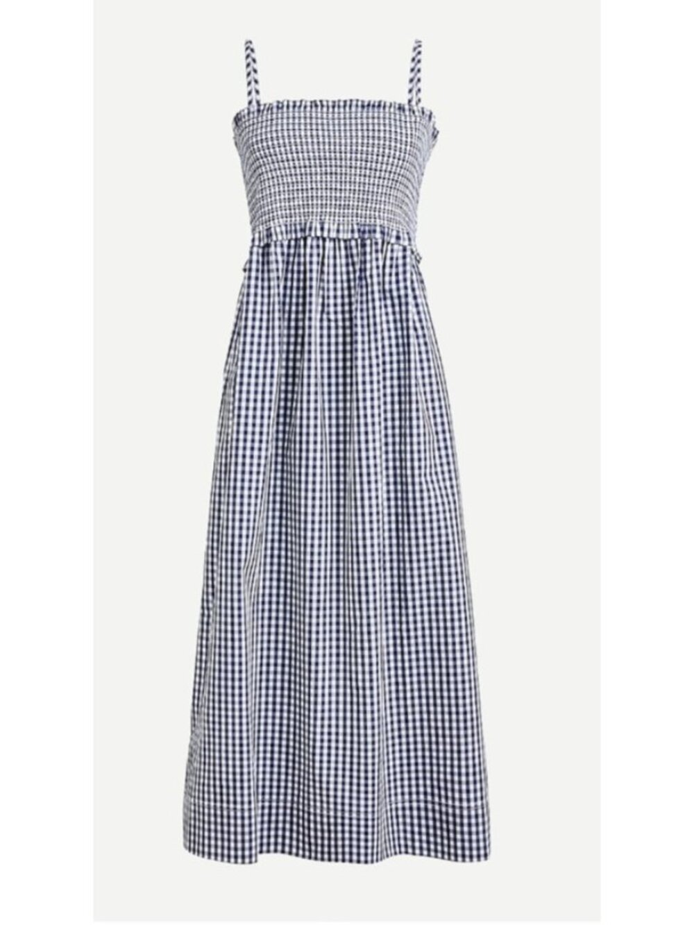 J.Crew Re-Imagined Gingham Smocked Midi Dress Navy White Check Sundress Size M - Picture 10 of 11
